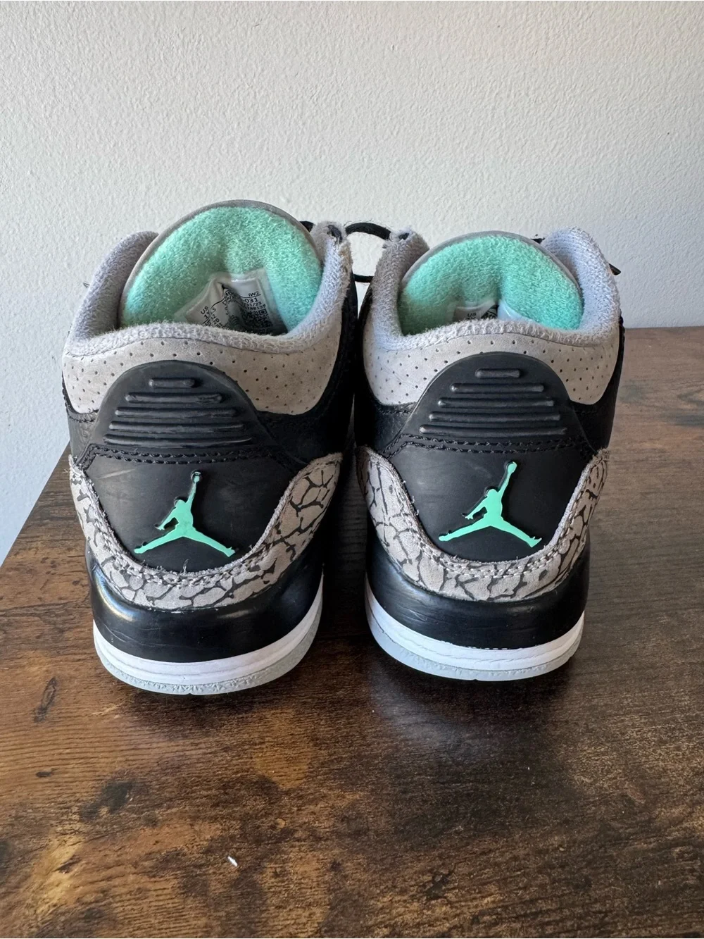 Nike Air Jordan 3 Retro PS Green Glow Black Grey DM0966-031 Kids Size 1Y